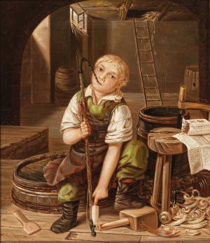 Der kleine Handwerker by Wilhelm Kiesewetter Oil Painting