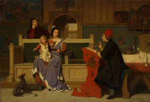 Hugo van der Goes Painting the Portrait of Mary of Burgundy by Wilhelm Koller Oil Painting