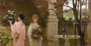 Arranging Flowers by Wilhelm Kotarbinski Oil Painting