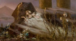 Sphinx and a woman phantom by Wilhelm Kotarbinski Oil Painting