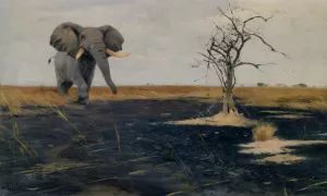 The Lone Elephant Oil painting by Wilhelm Kuhnert