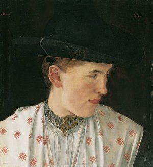 Kopf eines Bauernmadchens by Wilhelm Leibl Oil Painting