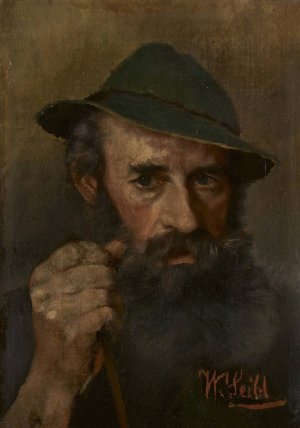Portrait of a Man with Green Hat by Wilhelm Leibl Oil Painting