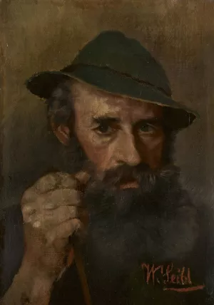 Portrait of a Man with Green Hat by Wilhelm Leibl Oil Painting