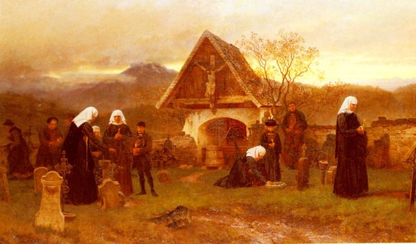 Main Product Photo of Am Allerseelentage Auf Dem Friedhofe Zu Egg Im Bregenzer Walde Painting by Wilhelm Ludwig Riefstahl