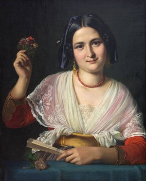 A Roman Woman in Fancy Dress by Wilhelm Marstrand Oil Painting