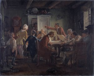 Collegium Politicum. From Ludvig Holberg's The Political Tinker, Act I, Scene 2. by Wilhelm Marstrand Oil Painting