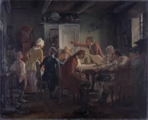 Collegium Politicum. From Ludvig Holberg's The Political Tinker, Act I, Scene 2. by Wilhelm Marstrand Oil Painting