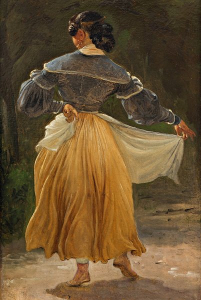 Dancing Roman Woman. Study for Romans Gathered for Merriment at an Osteria  by Wilhelm Marstrand - Hand-Painted Oil Painting Reproduction