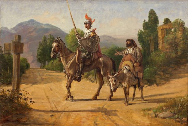 Main Product Photo of Don Quixote and Sancho Panza at a crossroad Painting by Wilhelm Marstrand