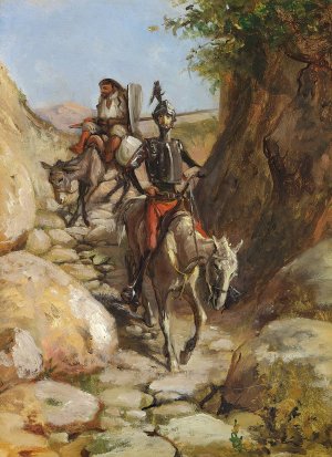 Don Quixote og Sancho Pancha kommer hjem fra de sorte bjerge by Wilhelm Marstrand Oil Painting