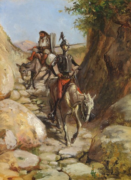Main Product Photo of Don Quixote og Sancho Pancha kommer hjem fra de sorte bjerge Painting by Wilhelm Marstrand