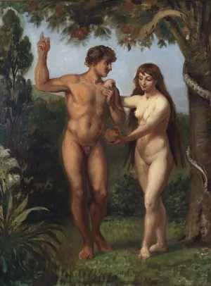 Eve Tempts Adam by Wilhelm Marstrand Eve Tempts Adam by Wilhelm Marstrand Oil Painting