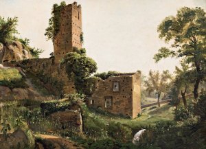 Landscape with ruins by Wilhelm Marstrand Oil Painting