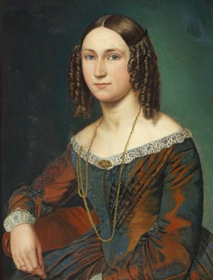 Portraet af ung kvinde med slangekroller by Wilhelm Marstrand Oil Painting