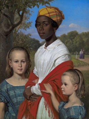 Portrait Of Otto Marstrand's Two Daughters And Their Nanny by Wilhelm Marstrand Oil Painting