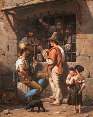 Prison Scene in Rome by Wilhelm Marstrand Oil Painting