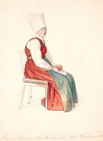 Siddende svensk bondekone med hojt hovedlin  by Wilhelm Marstrand - Hand-Painted Oil Painting Reproduction