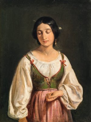 Standing Italian Woman. Study for A Goatherd Selling Milk Oil painting by Wilhelm Marstrand