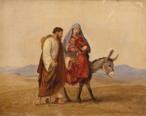 The Holy Family on the run. Sketch by Wilhelm Marstrand Oil Painting