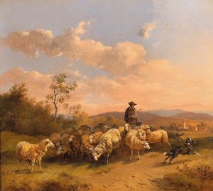 Hirte mit Schafherde by Wilhelm Melchior Oil Painting