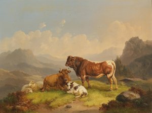 Weidevieh auf der Alm by Wilhelm Melchior Oil Painting