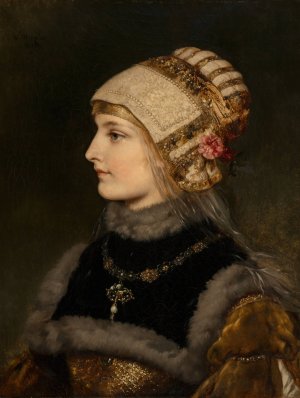 A young woman in Renaissance costume by Wilhelm Menzler Oil Painting