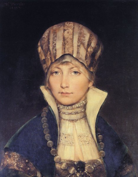 Main Product Photo of Portrait of a Woman in a Bonnet Painting by Wilhelm Menzler