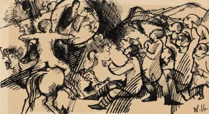 Figurliche Szene by Wilhelm Morgner Oil Painting