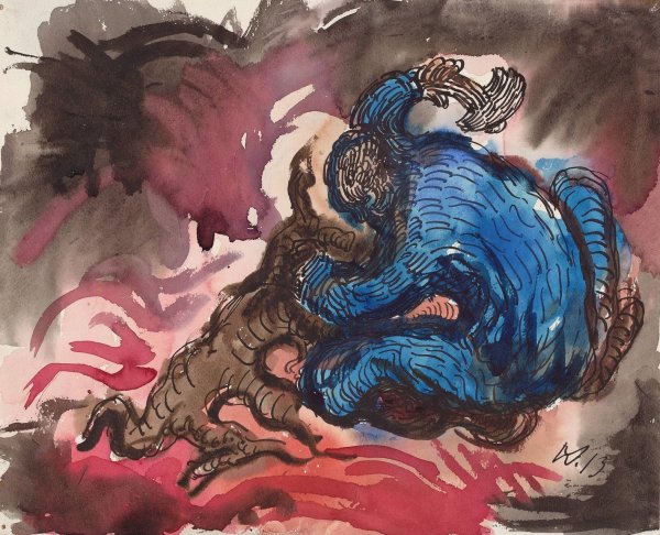 Main Product Photo of Holzfaller  Painting by Wilhelm Morgner