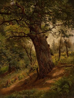 Study of a tree by Wilhelm Peter Bayer Oil Painting