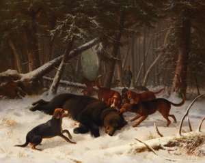 Bear hunt by Wilhelm Reinhardt Oil Painting