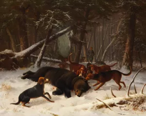 Bear hunt by Wilhelm Reinhardt Oil Painting