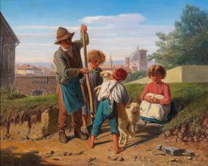 Bauernkinder vor den Toren von Florenz by Wilhelm Richter Oil Painting