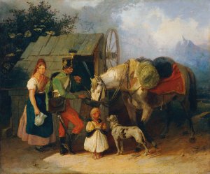 Husar am Brunnen by Wilhelm Richter Oil Painting