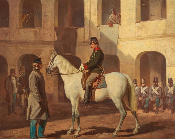 In The Barracks by Wilhelm Richter - Hand-Painted Oil Painting Reproduction
