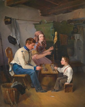Spiel mit den Zinnsoldaten by Wilhelm Richter Oil Painting