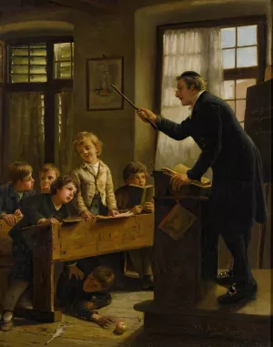 The Schoolmaster by Wilhelm Schutze Oil Painting