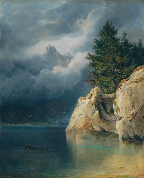 Gebirgssee  by Wilhelm Steinfeld - Hand-Painted Oil Painting Reproduction