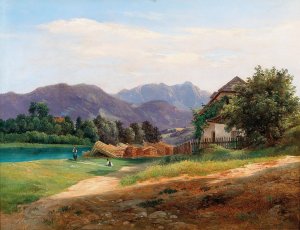 Landscape with Stored Timber by Wilhelm Steinfeld Oil Painting