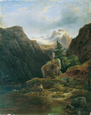 Vorderer Gosausee gegen Dachstein by Wilhelm Steinfeld Oil Painting