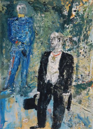 General und Herr im Frack by Wilhelm Thony Oil Painting