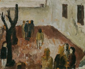 Studie zum 'Schulhof' by Wilhelm Thony Oil Painting