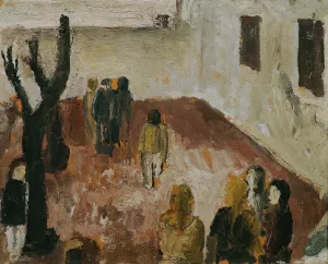 Studie zum 'Schulhof' by Wilhelm Thony Oil Painting