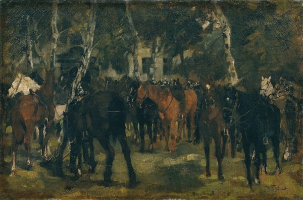 Abgesessene Kurassiere  by Wilhelm Trubner - Hand-Painted Oil Painting Reproduction