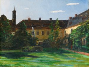 Hof im Stift Neuburg mit Springbrunnen II by Wilhelm Trubner Oil Painting