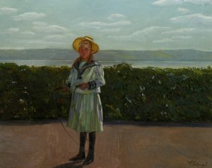 Madchen mit Springseil Oil painting by Wilhelm Trubner