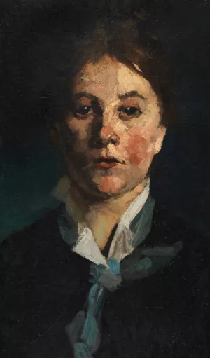 Madchen mit weisem Kragen, en face by Wilhelm Trubner Oil Painting