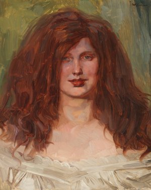 Madchenkopf mit aufgelostem Haar I by Wilhelm Trubner Oil Painting