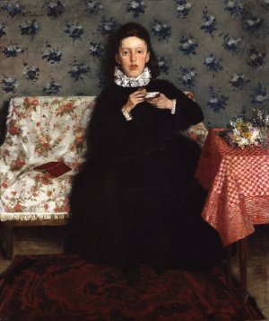On the Sofa by Wilhelm Trubner Oil Painting